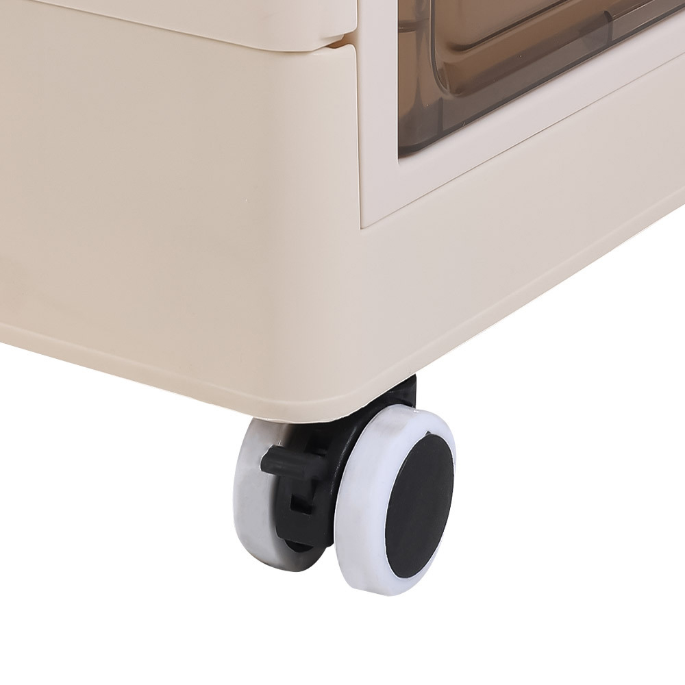 H&O Direct 2 Door White Foldable Storage Box with Wheels Image 4