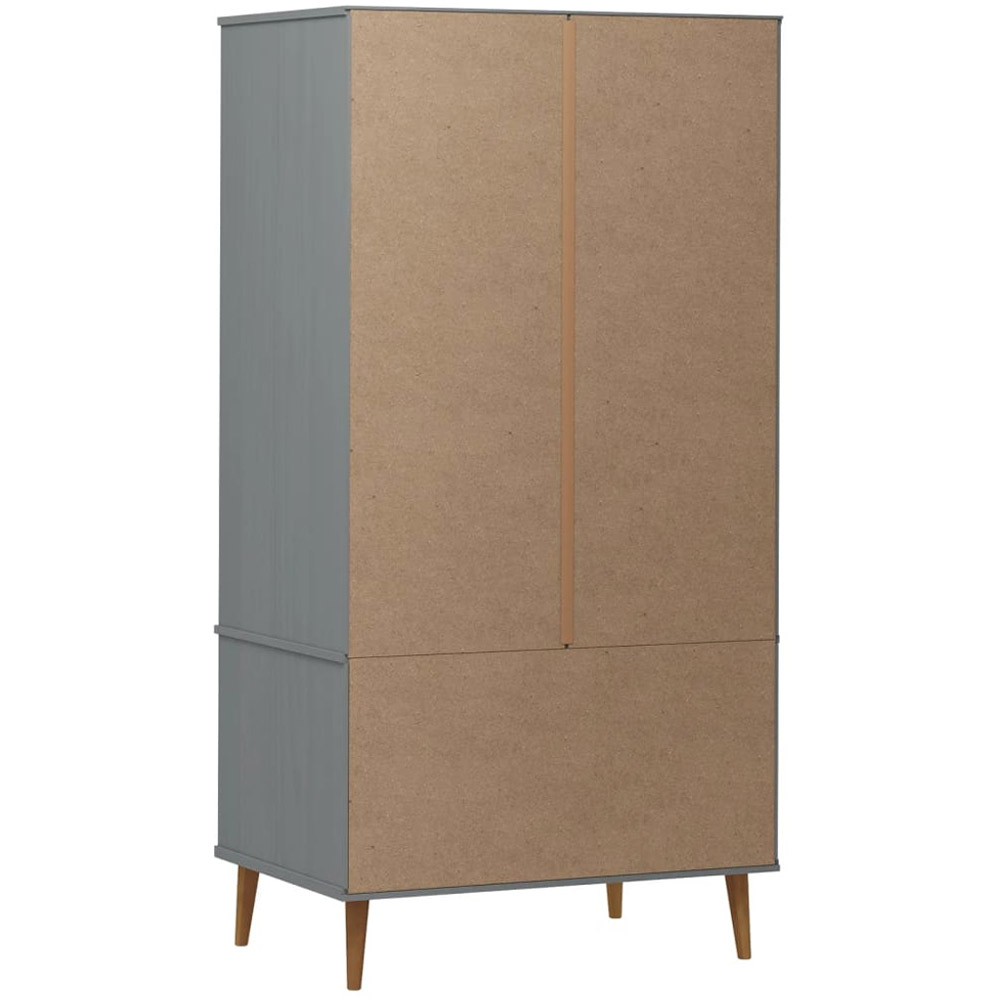 vidaXL Molde 2 Door 2 Drawer Grey Solid Wood Pine Wardrobe Image 7