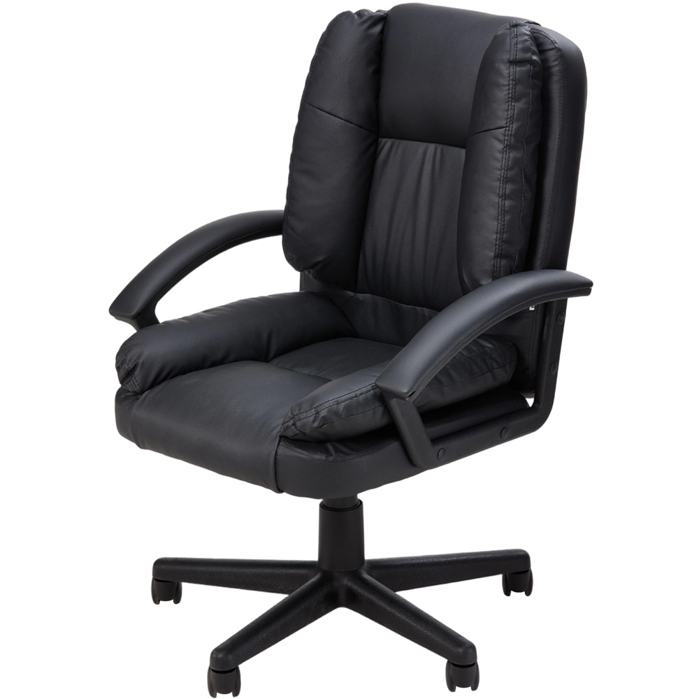 Living and Home Black PVC Swivel Office Chair Image 3