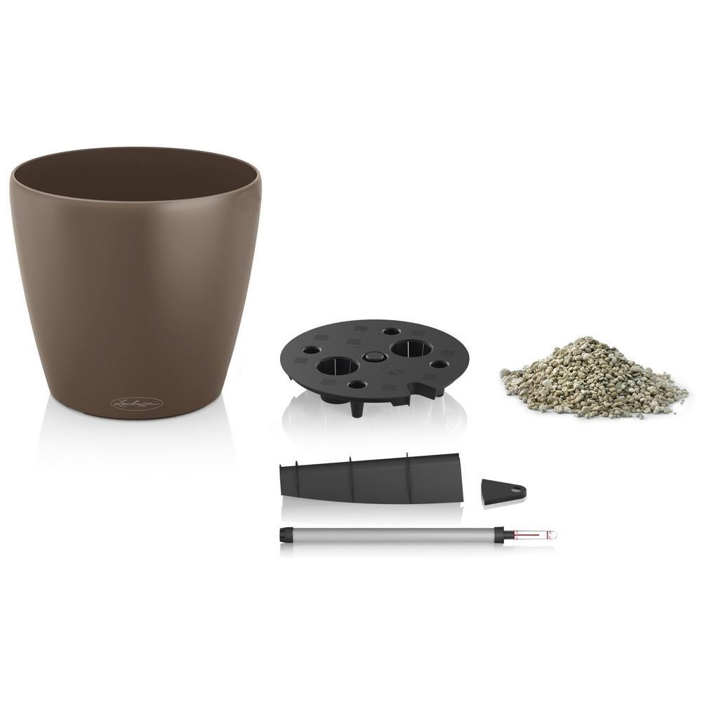 Lechuza Classico Sand Brown Poly-Resin Self-Watering Planter 19cm 3 Pack Image 7