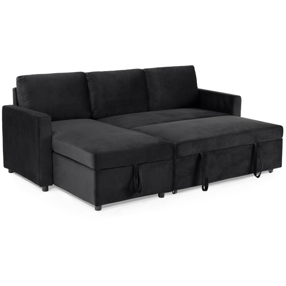 Home Detail Dorset Small Double Sleeper Black Velvet Pull Out Sofa Bed ...