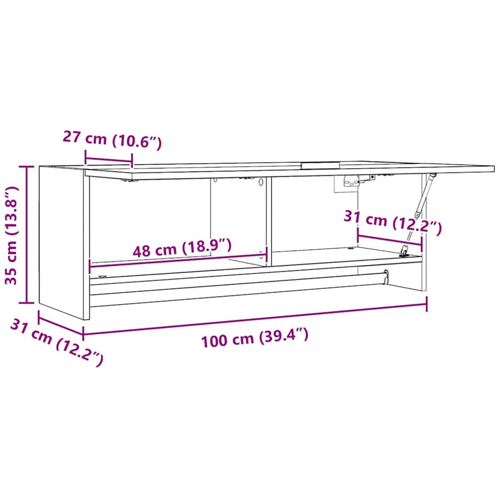 vidaXL Single Flap Door Brown Oak Wardrobe with Hanger Bar Image 9