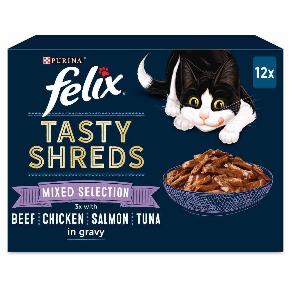 Felix Tasty Shreds Mixed Selection in Gravy Cat Food 12 x 80g Image 1