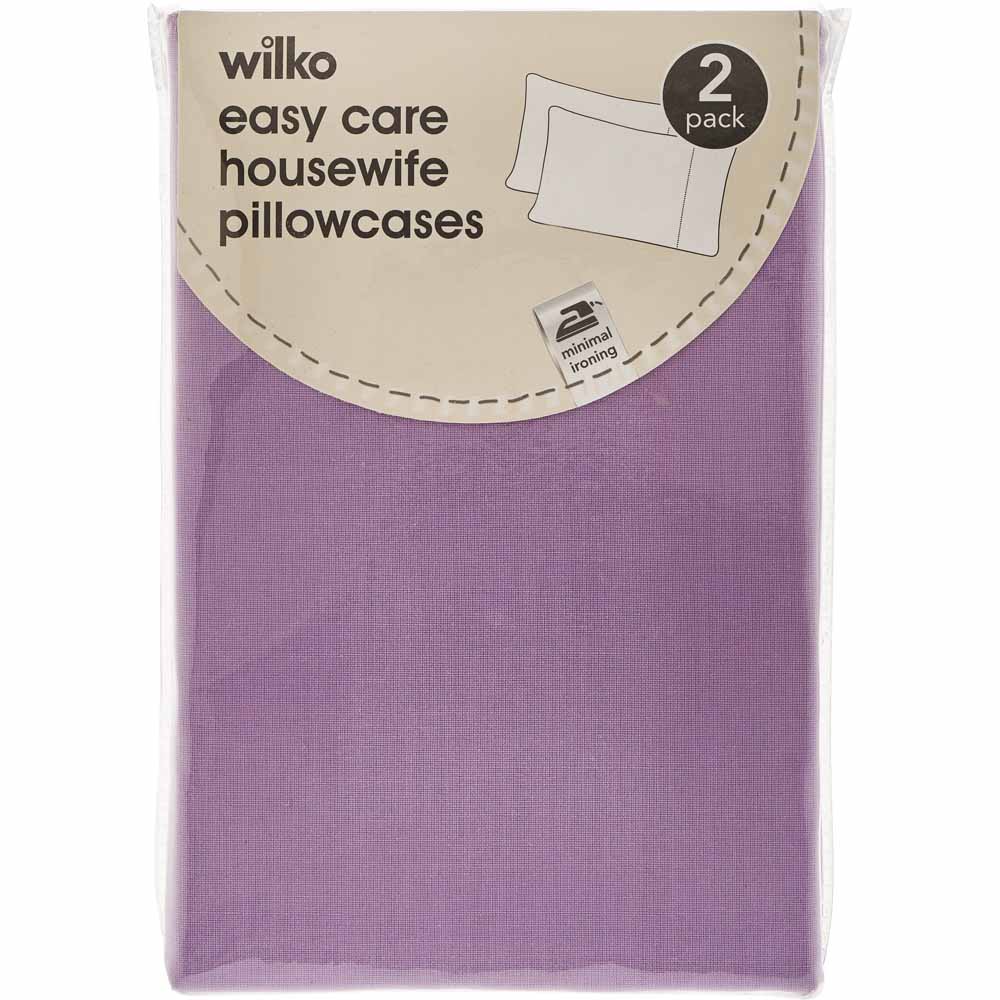 Wilko Easy Care Lavender Housewife Pillowcases 2 pack Image 3