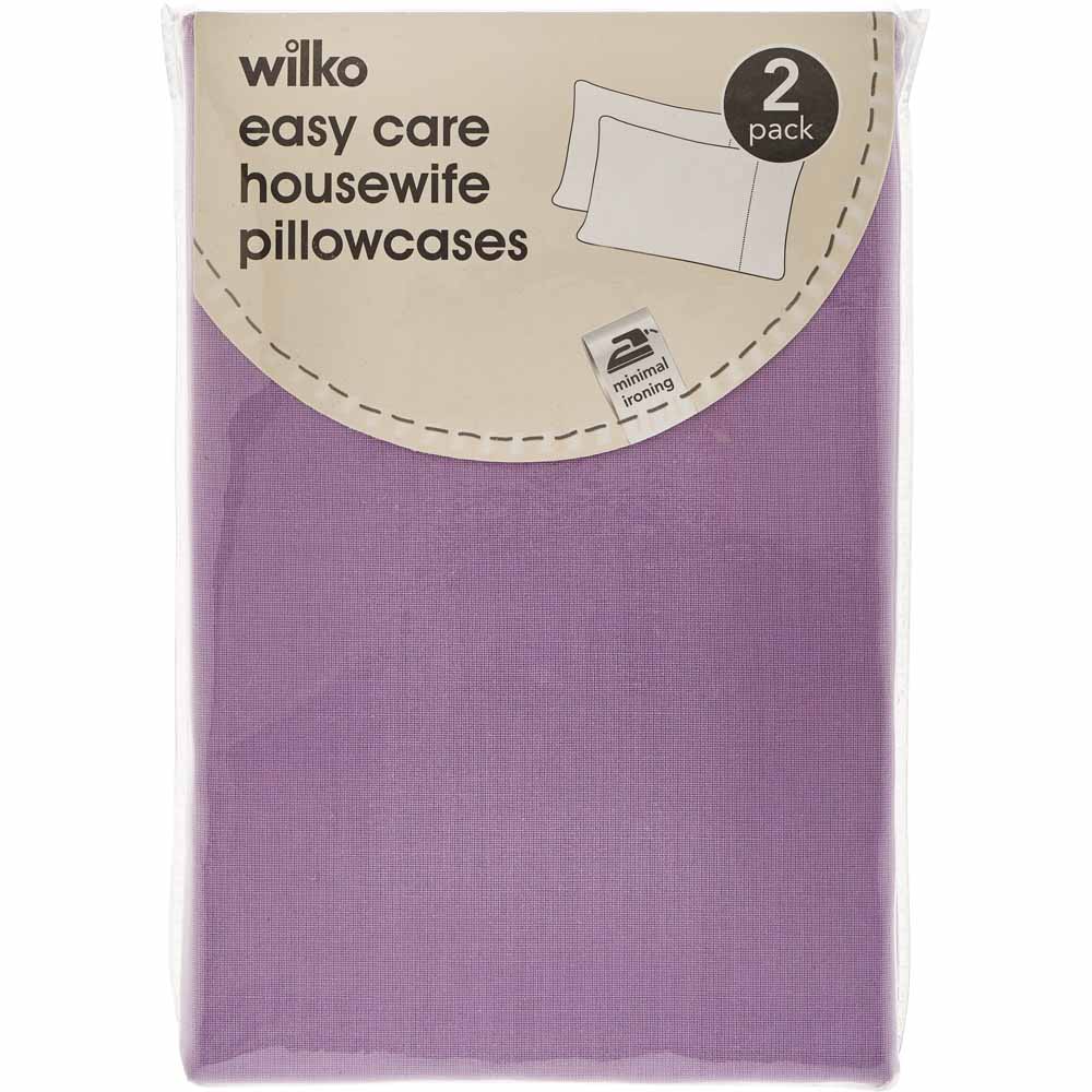 Wilko Easy Care Lavender Housewife Pillowcases 2 pack Wilko