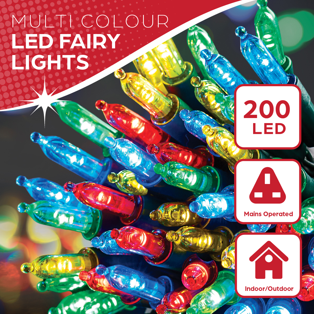 The Christmas Workshop 200 Multicolour Ultra Bright Christmas Tree Lights Image 11