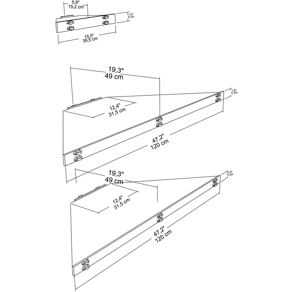 Decorotika Mensi Corner 3 Piece Wall Mounted Corner TV Unit Set Image 8