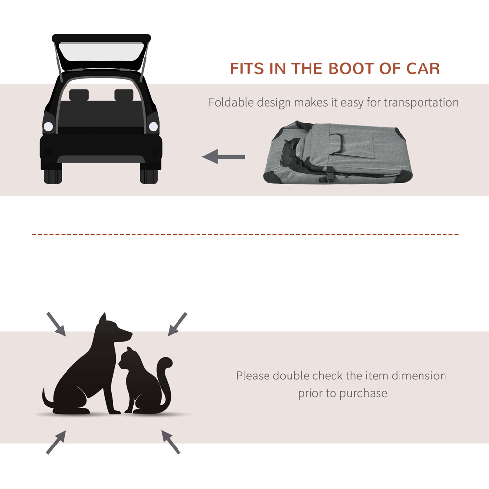 PawHut 70cm Grey Foldable Pet Carrier Bag with Cushion Image 5