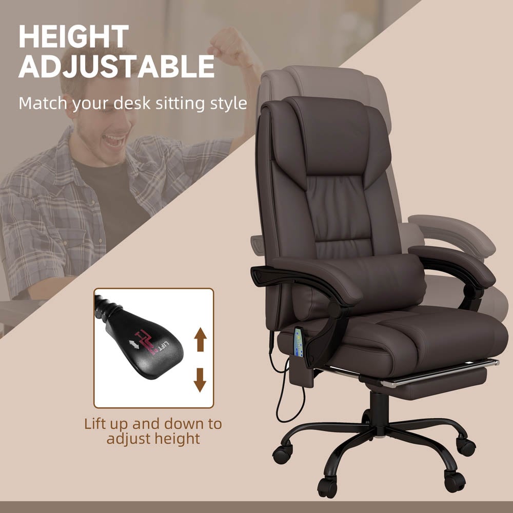Portland Brown PU Leather Swivel Massage Office Chair Image 4