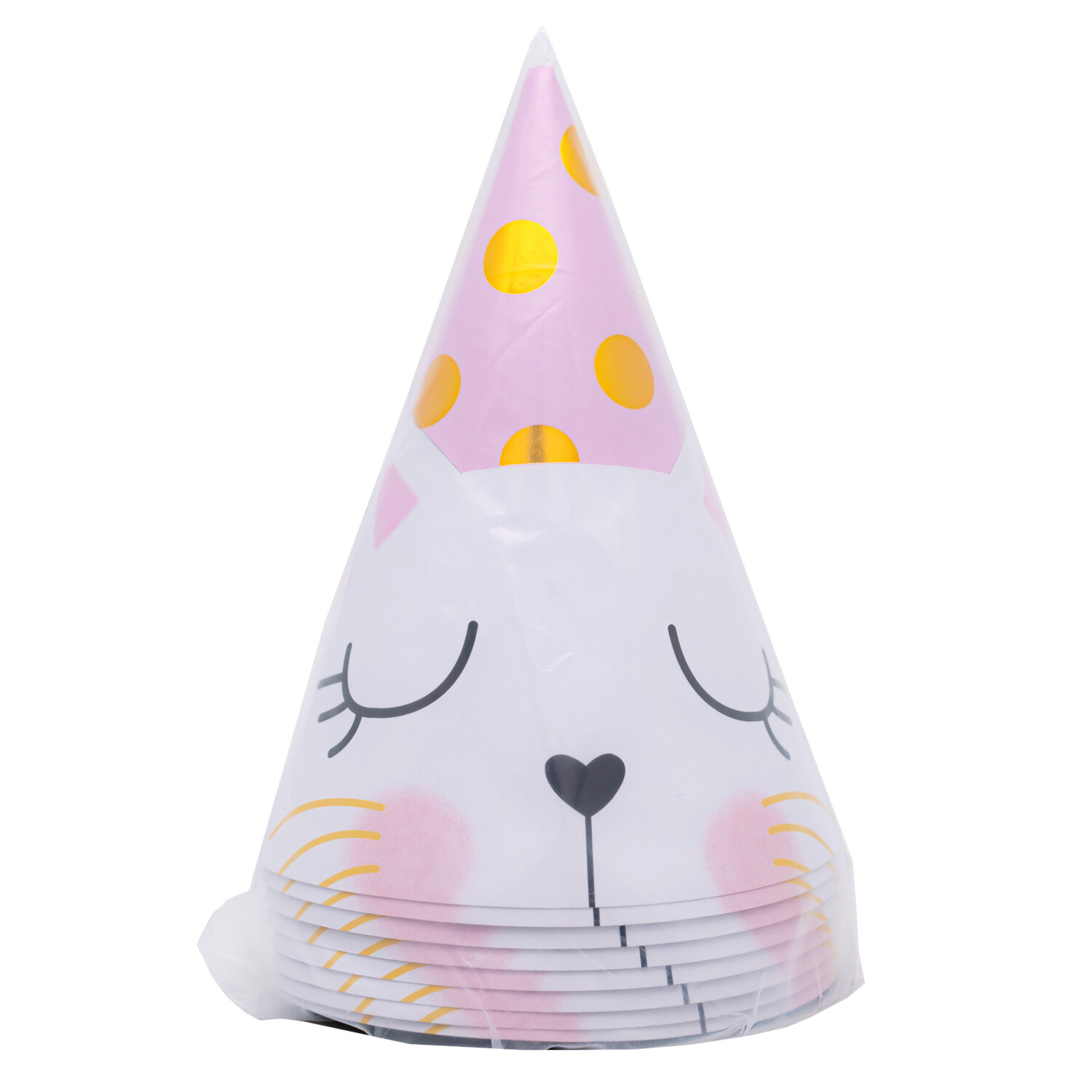 Pack of 8 Kitten Party Hats Pink Image 2