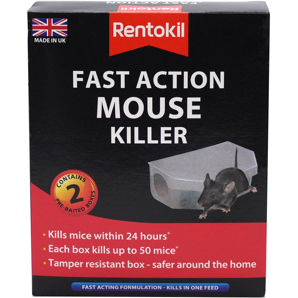 Rentokil Fast Action Mouse Killer Pre-Baited Box 2pk Image 1