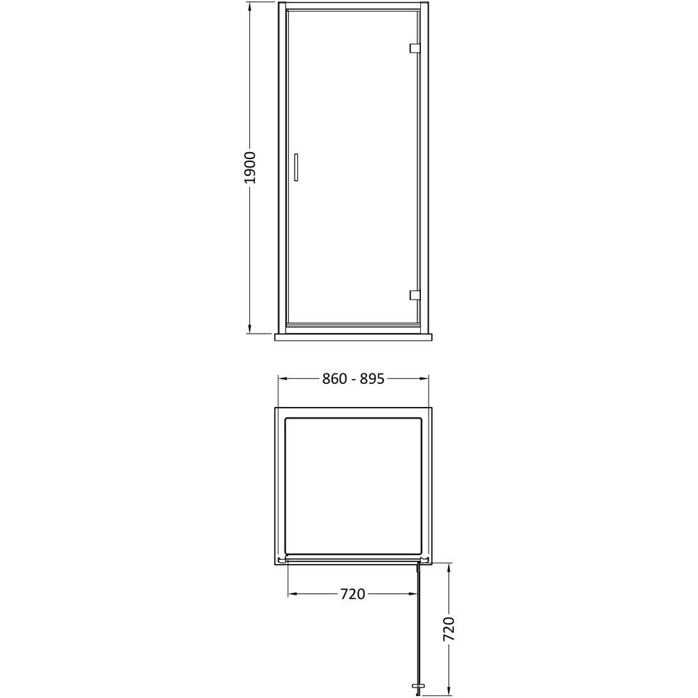 nuie Brushed Brass Hinged Shower Door 900mm Image 2