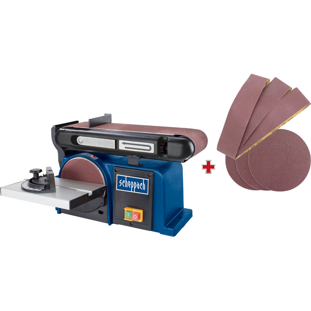 Scheppach Belt and Disc Sander with 3 Disc Belts and 6 Sanding 370W Image 1