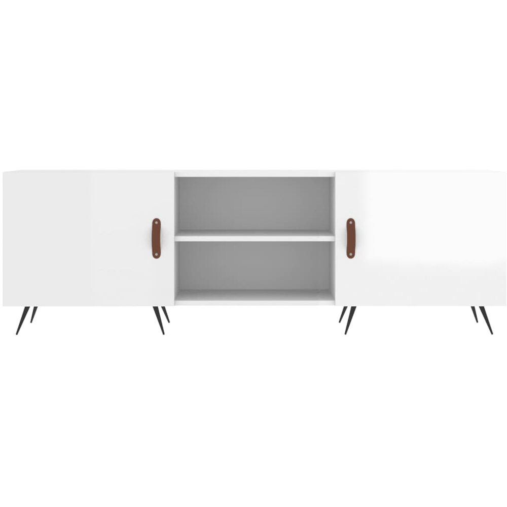 vidaXL 2 Door 2 Shelf High Gloss White TV Cabinet Image 3