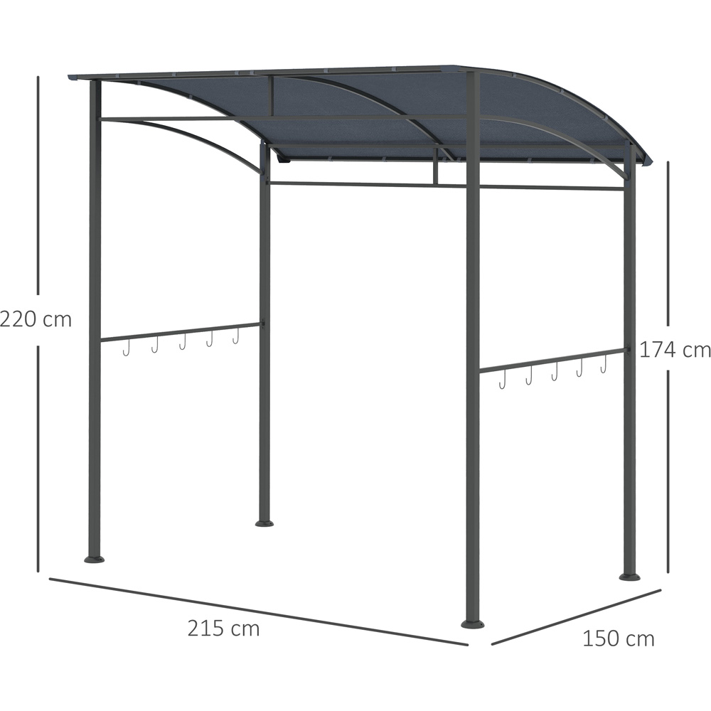 Outsunny 2 x 1.5m Grey Metal Frame BBQ Grill Gazebo with Hooks Image 7