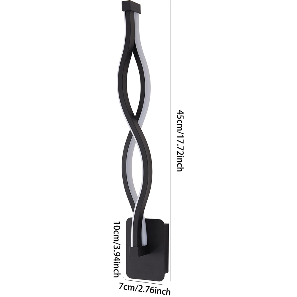Living and Home Black LED Modern Wave Design Wall Light Image 8
