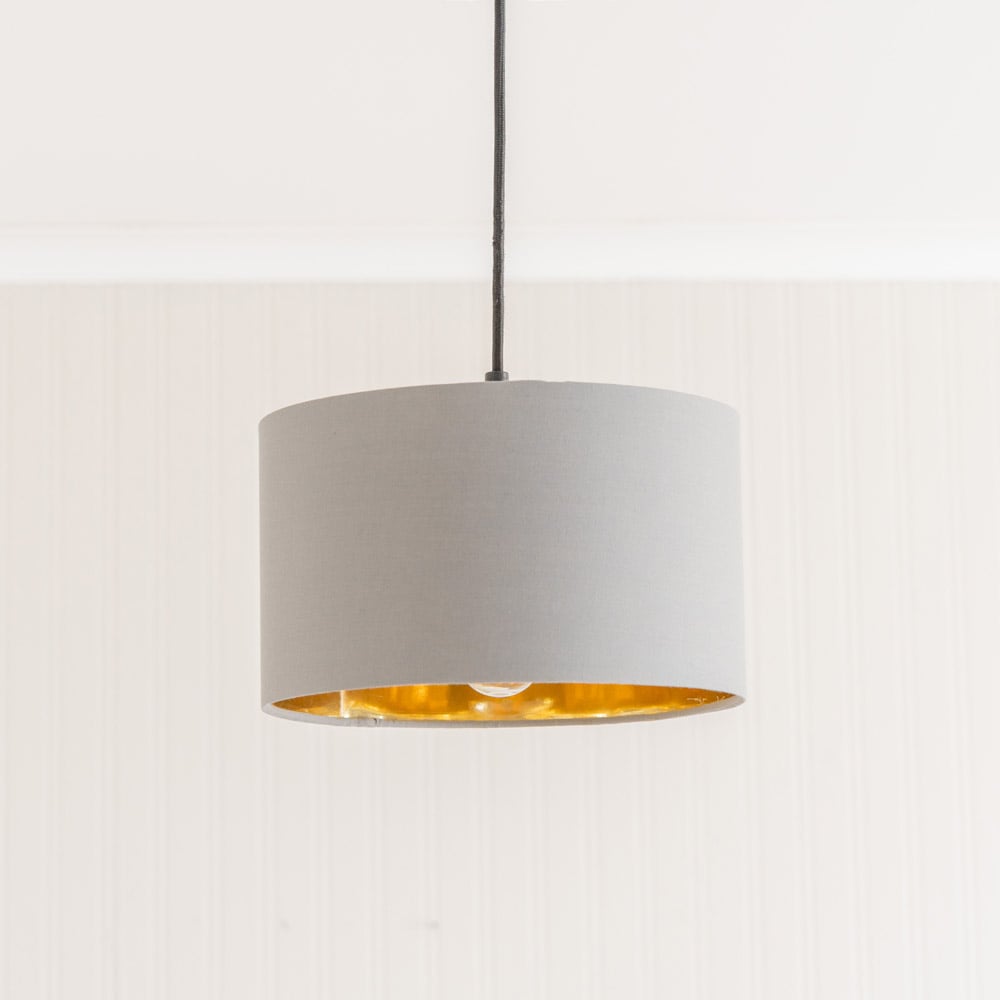 ValueLights Reni Grey and Gold Inner Drum Ceiling Lamp Shade 25cm Image 2