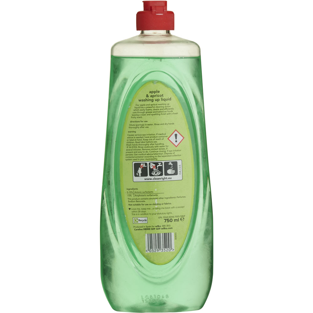 Wilko Apple and Apricot Washing Up Liquid 750ml Image 2