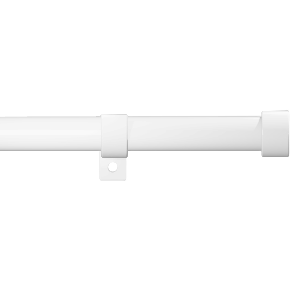 Caecus 120-220cm Extendable Metal Eyelet Painted White Flat Curtain Pole Image 1