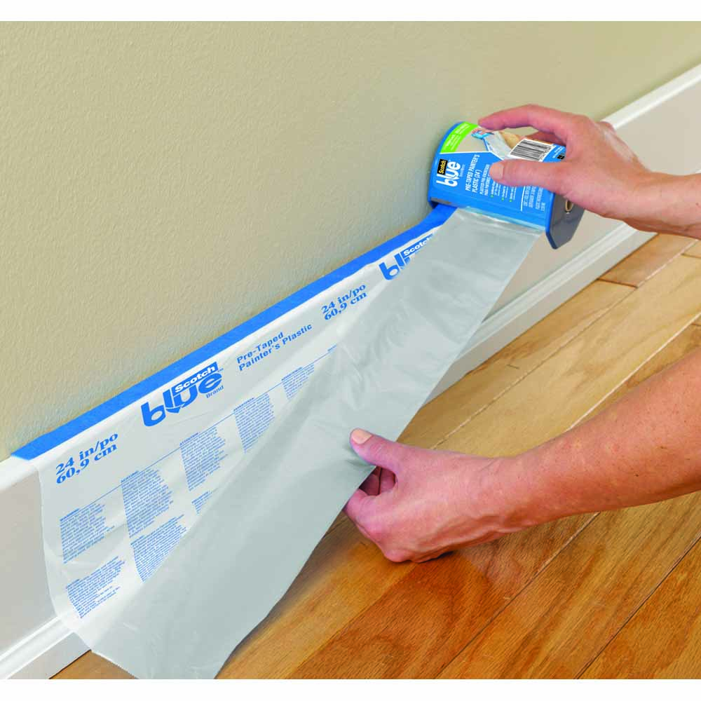 ScotchBlue Pre-Taped Painters Plastic with Edge Lock and Dispenser 60cm x 27.4m Image 2