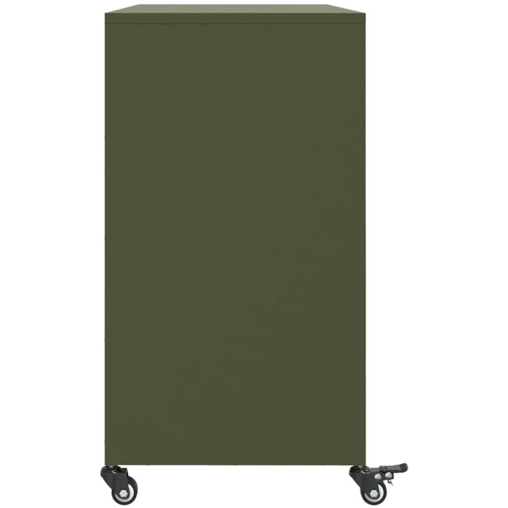 vidaXL 6 Door Olive Green Metal Sideboard with Wheels Image 7