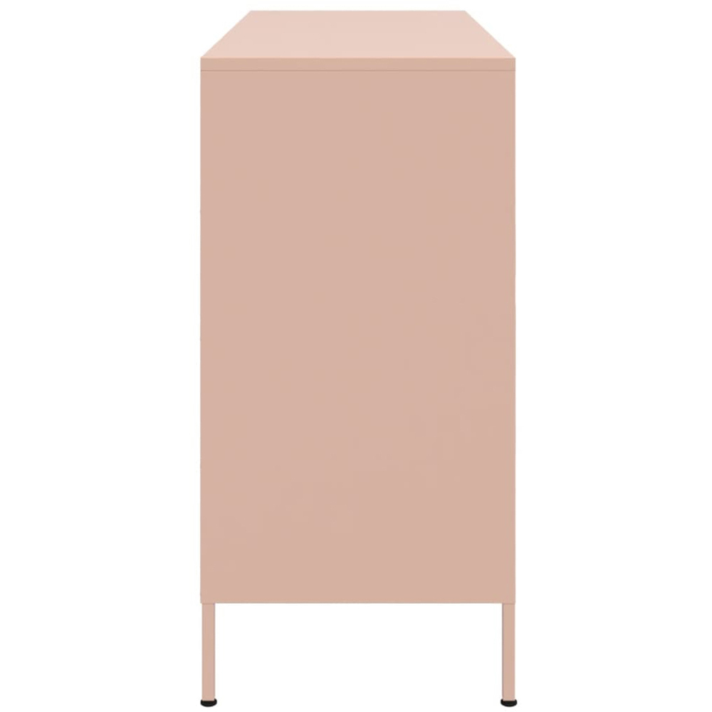 vidaXL 3 Door 3 Shelf Pink Metal Sideboard Image 7