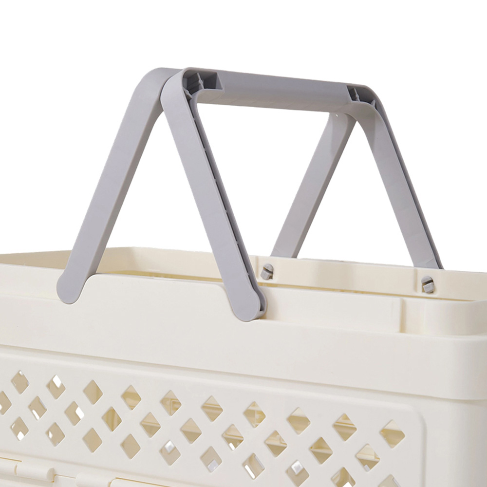Living and Home Cream and Grey Foldable Laundry Basket Image 5