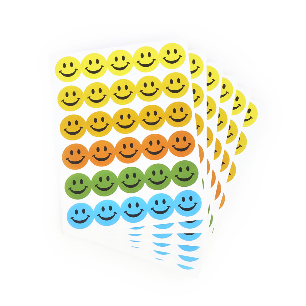 Wilko A6 Coloured Smiley Faces Stickers Image