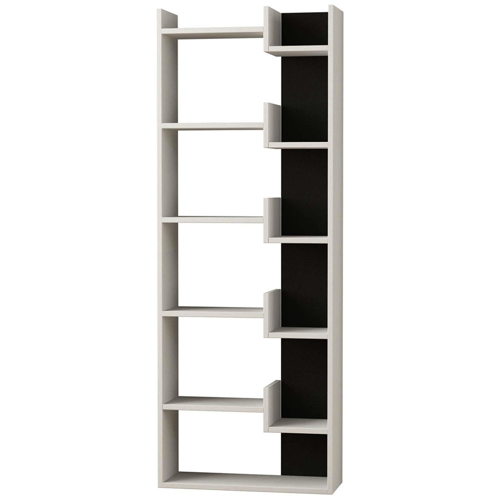 Decortie Oppa White and Anthracite Grey 5 Tier Bookcase Image 2