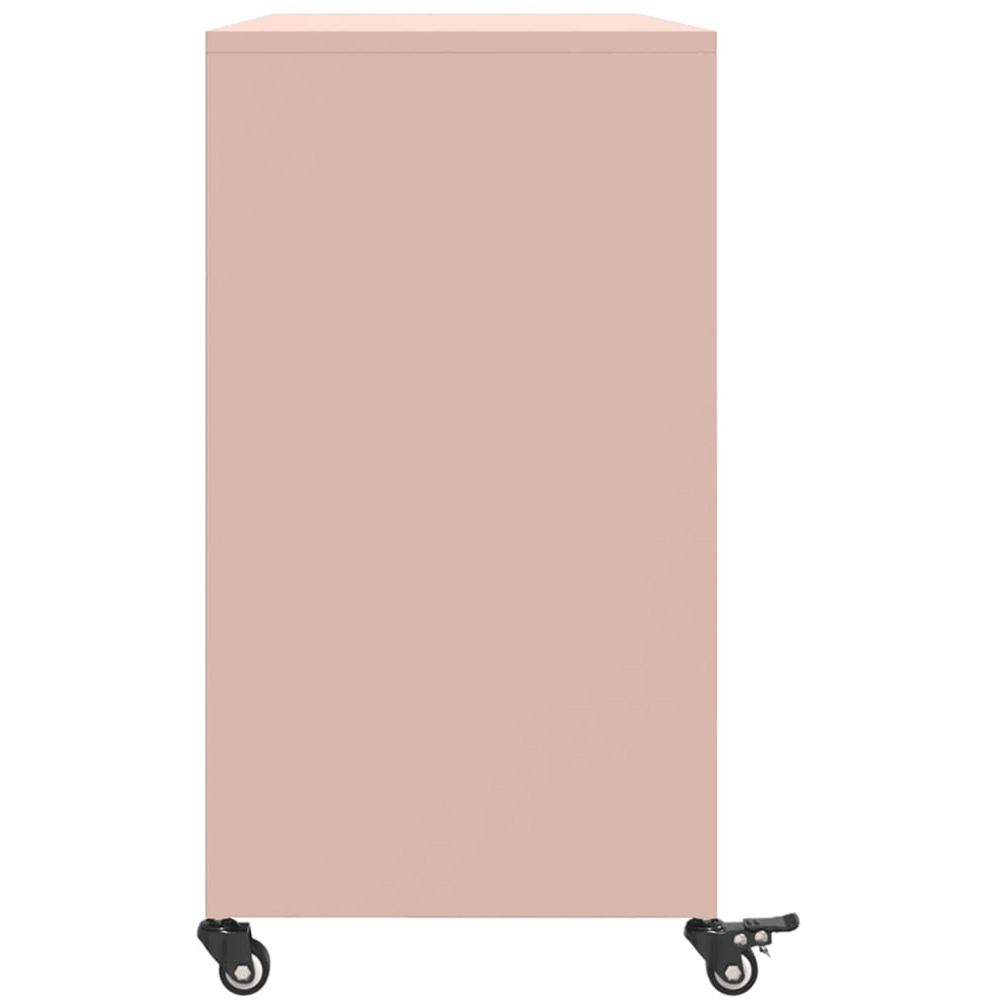 vidaXL 6 Door Pink Metal Sideboard with Wheels Image 7