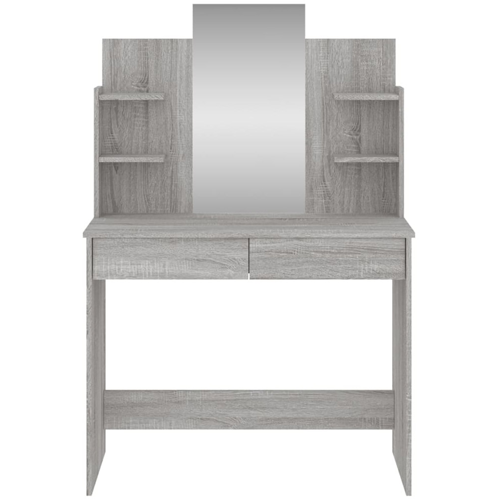 vidaXL 2 Drawer 4 Shelf Grey Sonoma Dressing Table with Mirror Image 4