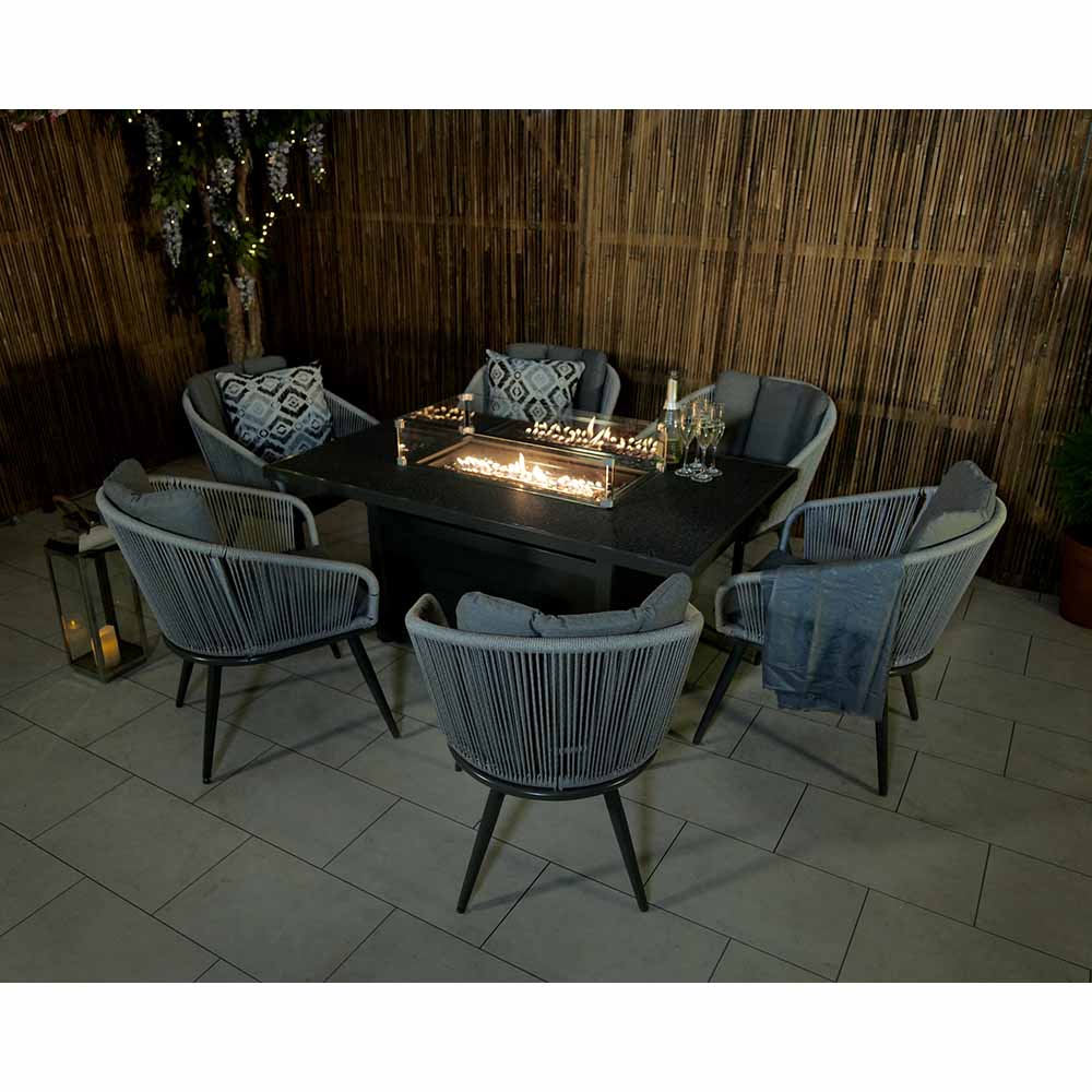 Royalcraft Aspen 6 Seater Firepit Dining Set Grey Image 4