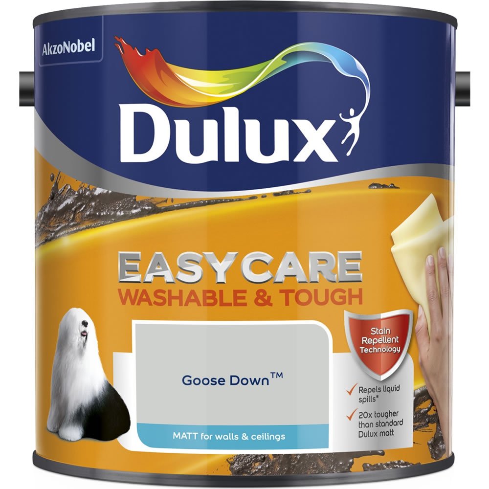 Dulux Easycare Washable & Tough Goose Down Matt Emulsion Paint 2.5L Image 2