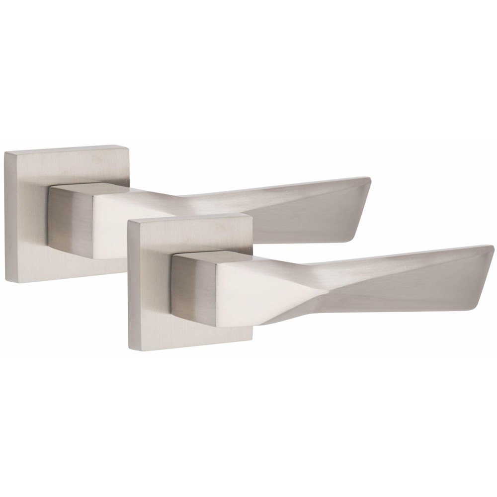 Golden Grace Satin Nickel Aura Door Handle Set Image 2