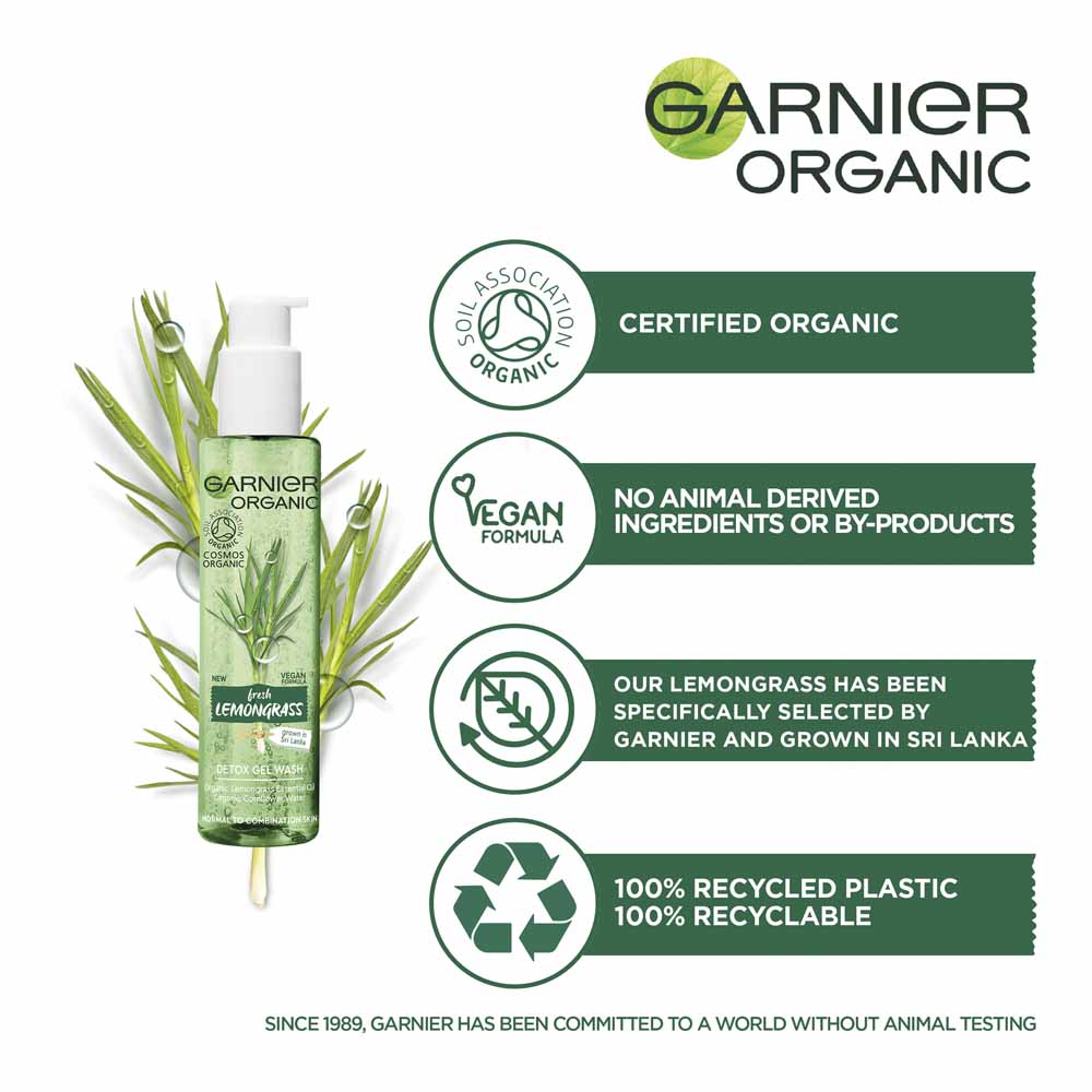Garnier Organic Lemongrass Detox Gel Wash 150ml Image 2