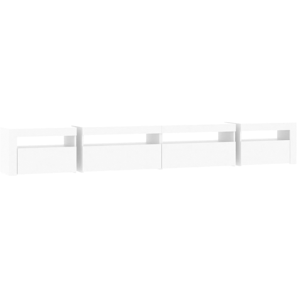 vidaXL 4 Door 4 Shelf White Wooden TV Cabinet with LED 3 Piece Image 3