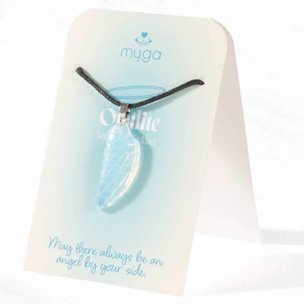 Myga Opalite Angel Wing Pendant Necklace Image 3