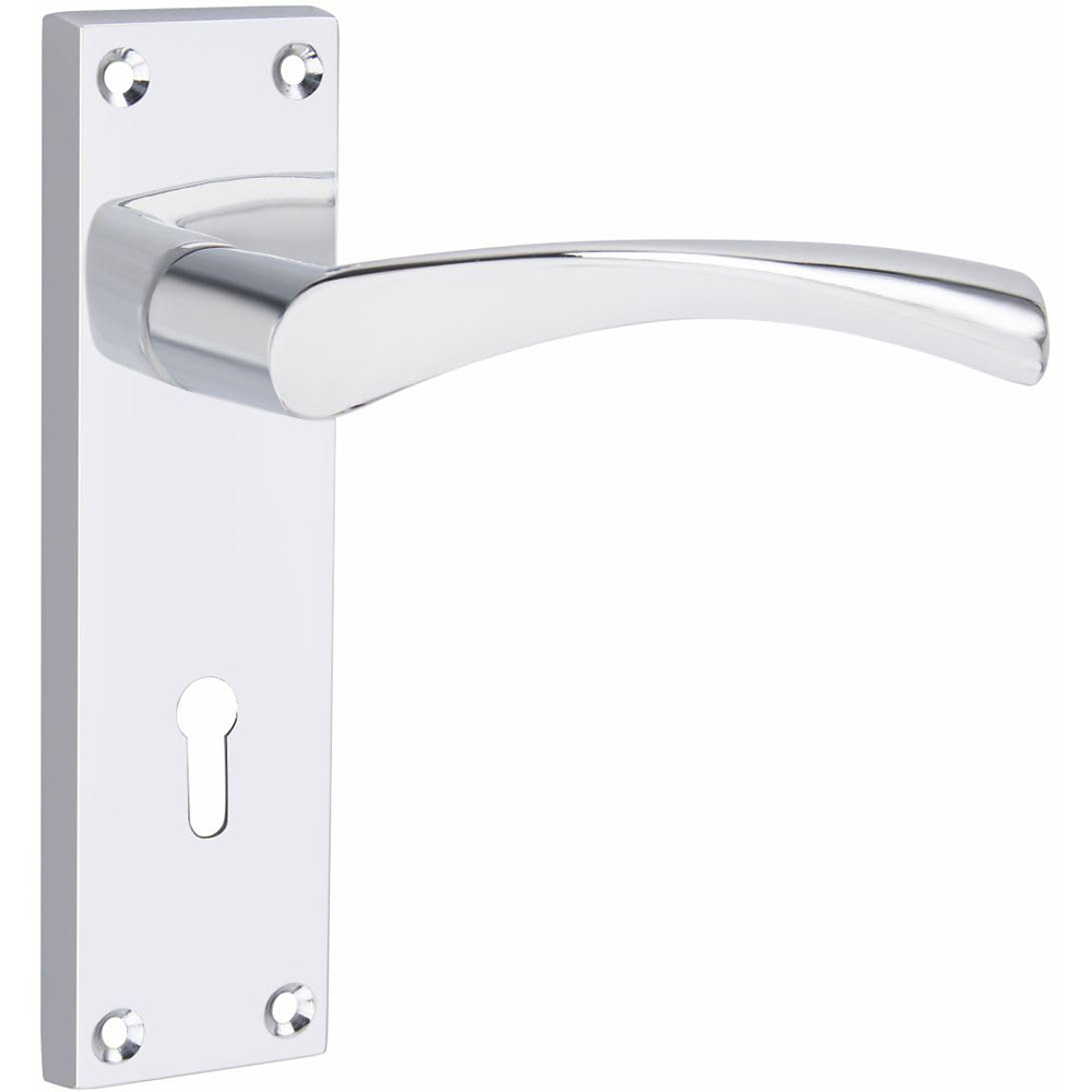 Golden Grace Polished Chrome Victorian Scroll Astrid 3 Lever Lock Door Handle with Hinge Image 3