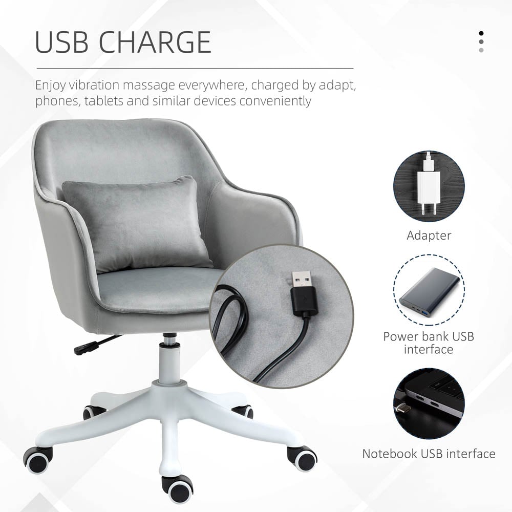 Portland Grey Velvet Massage Office Chair Image 3