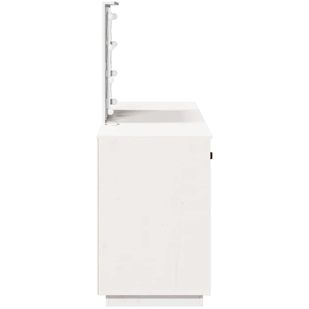 vidaXL 2 Door 2 Drawer White Dressing Table Set with LED Mirror Image 6