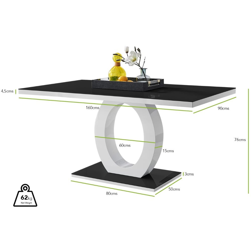 Furniturebox Lucia Valera 6 Seater Dining Set Black Gloss and Grey Image 9