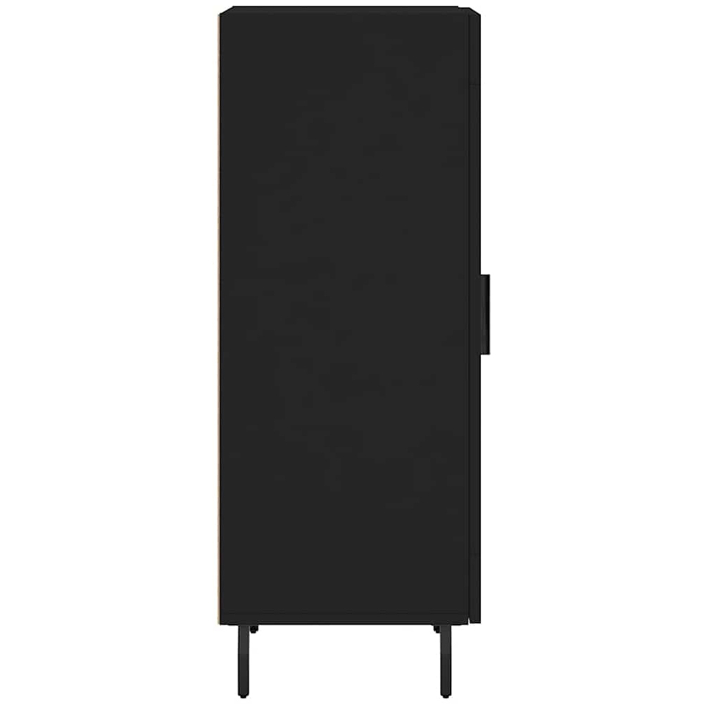 vidaXL Single Glass Door 3 Shelf Black Wooden Sideboard Image 7