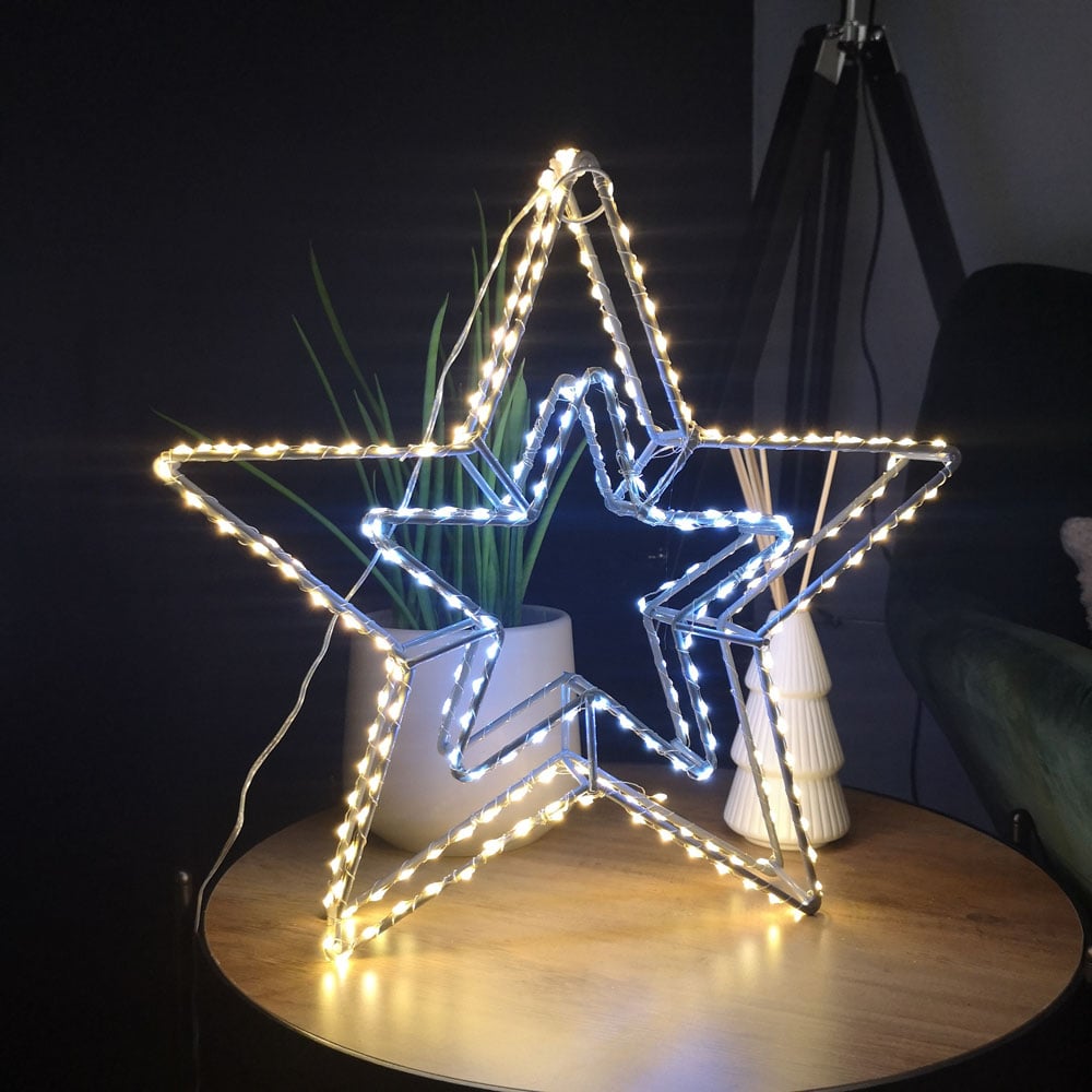 Samuel Alexander Warm White LED Dewdrop Double Star Christmas Decoration 38cm Image 6