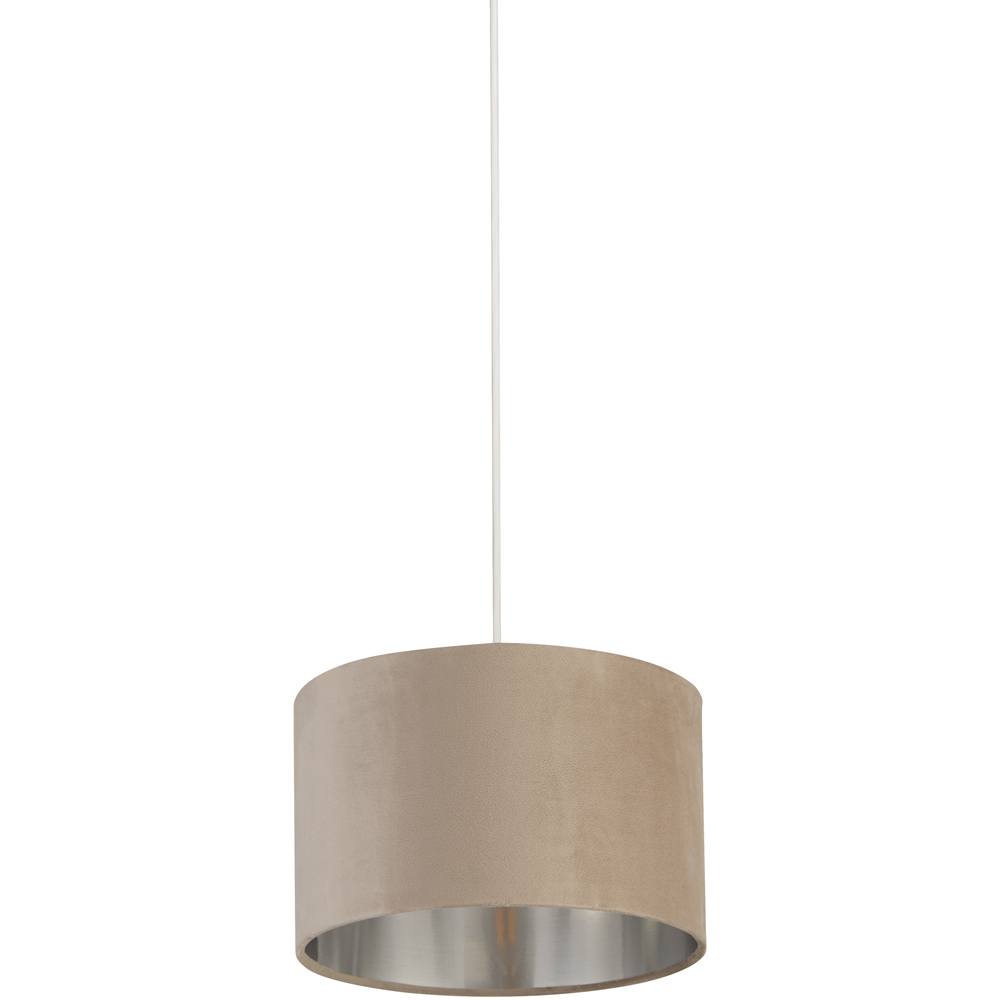Lighting Collection Taupe Silver Inner Velvet Drum Shade Image 1