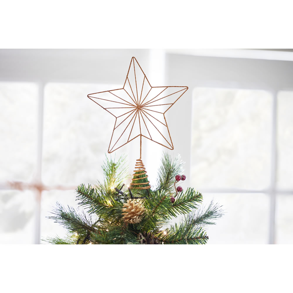 Wilko Country Christmas Copper Glitter Star Christmas Tree Topper Wilko