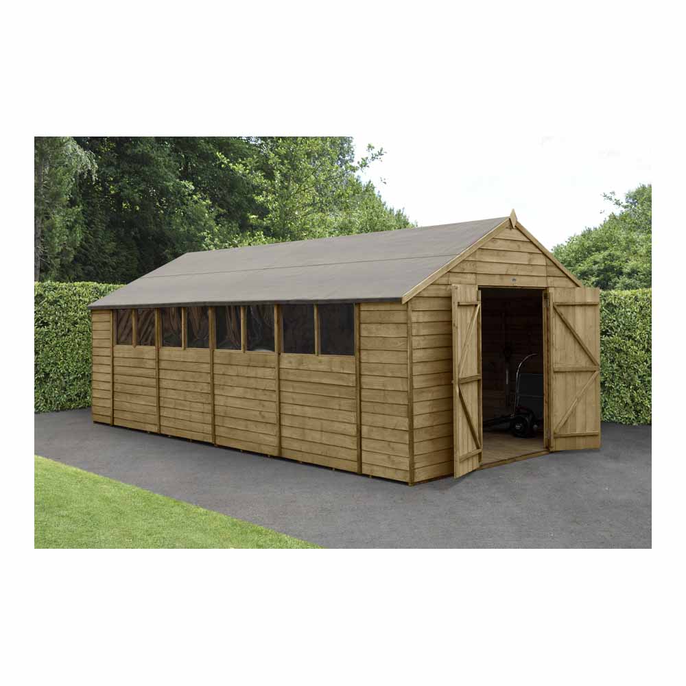 Forest Garden 10 x 20ft Double Door Overlap Pressure Treated Apex Shed Image 2