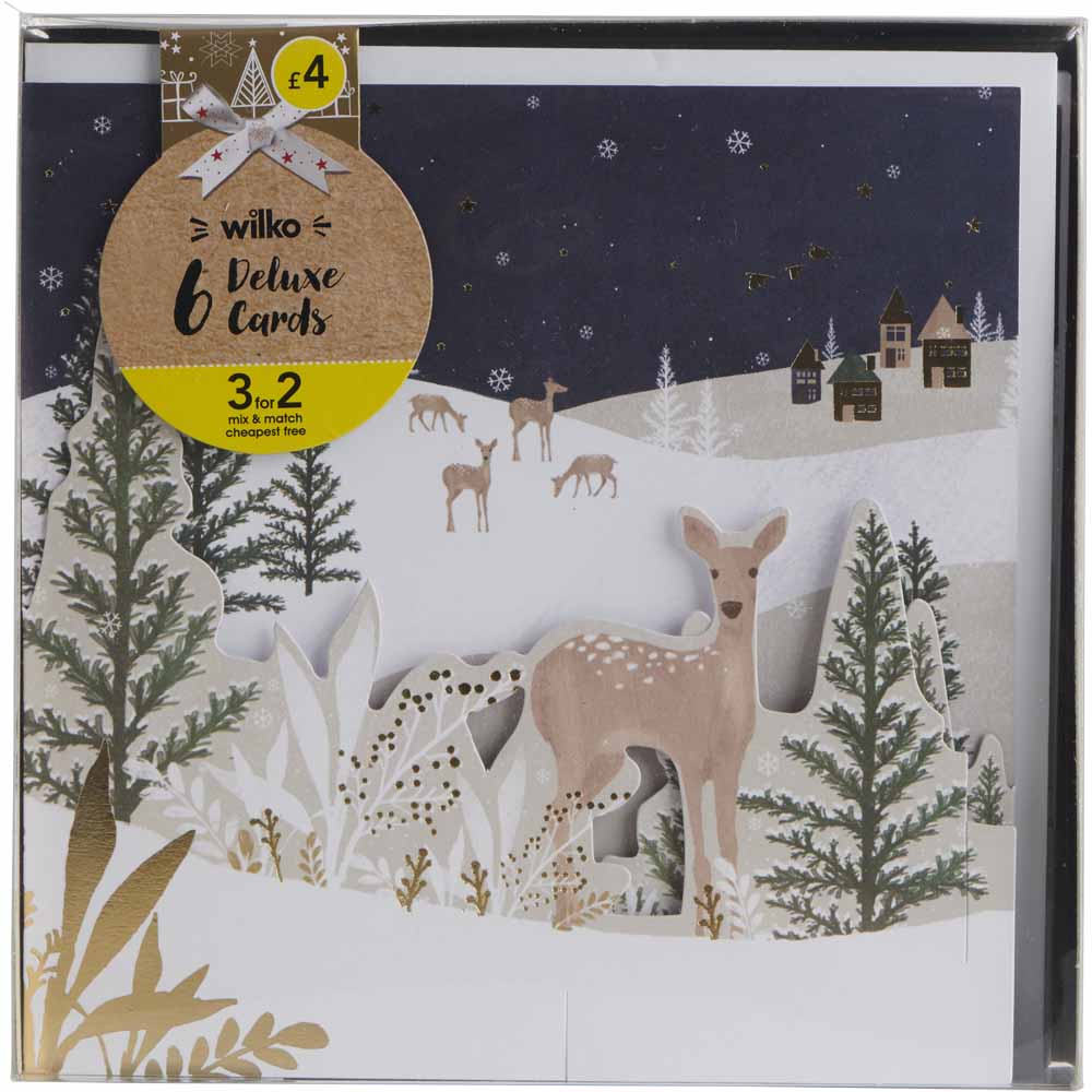 Deluxe 3D Winter Scene Christmas Cards 6 pack Image