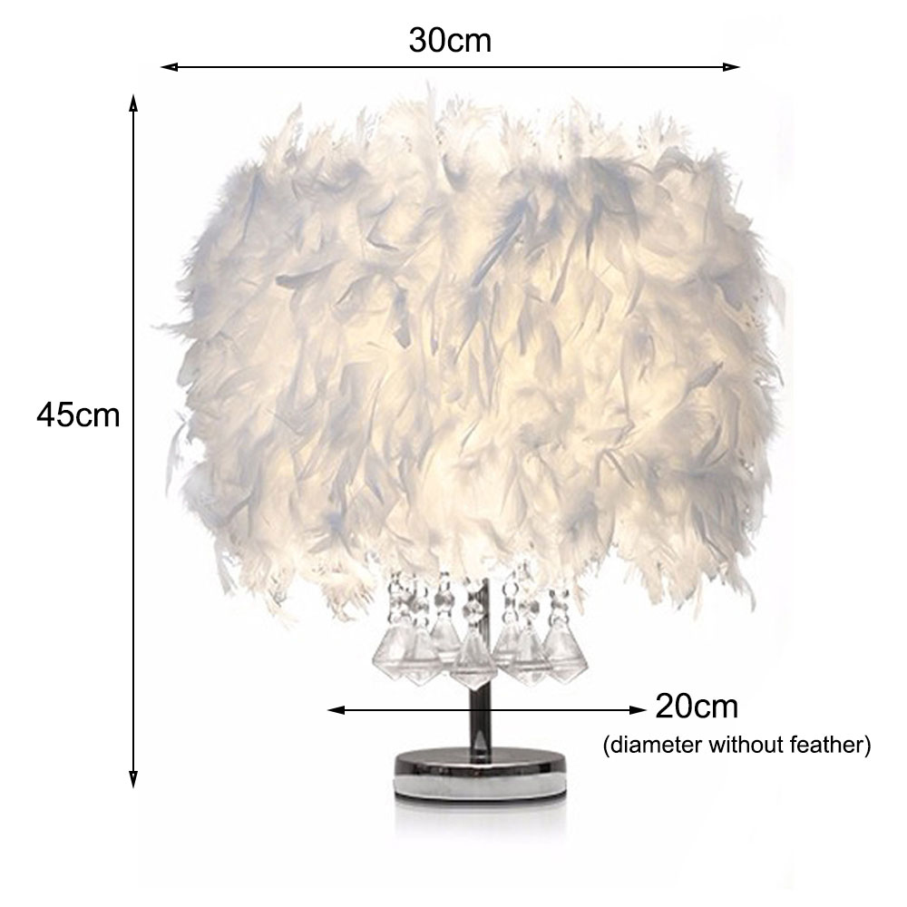 Living and Home LED Table Lamp with Transparent Crystals Feather Lampshade Image 9