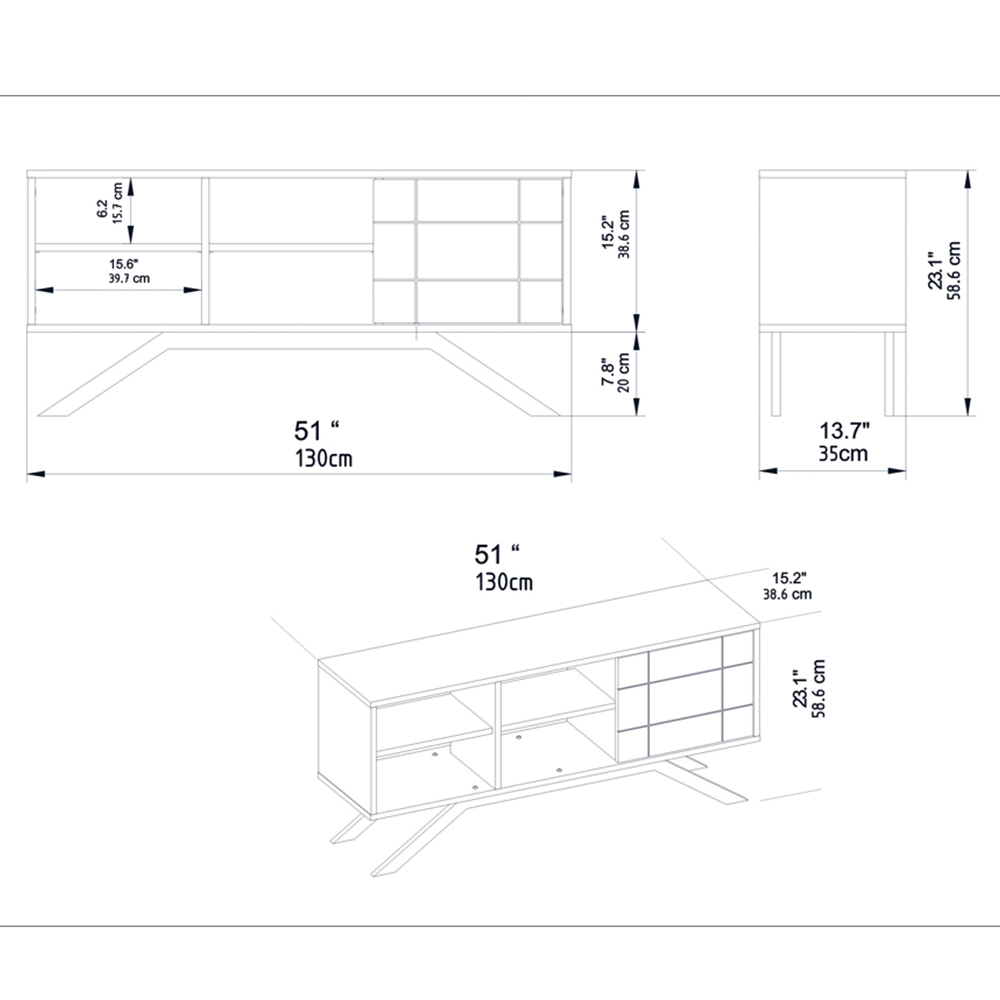 Decorotika North Single Door 4 Shelf Black Marble Effect TV Unit Image 6