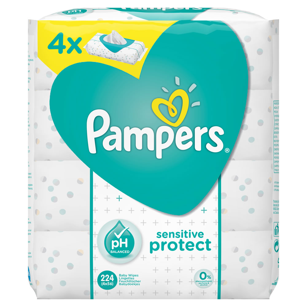 Pampers Sensitive Baby Wipes 4x56pk Image